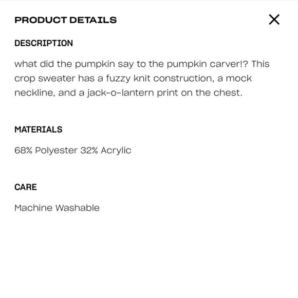 Dolls Kill Halloween Pumpkin cropped black fuzzy sweater (S-M) - Picture 4 of 6